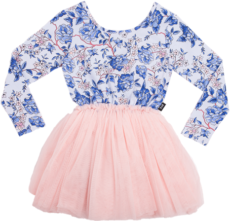 Rock Your Kid Oriental Floral Long Sleeve Mabel Circus - Dress (560x701), Png Download