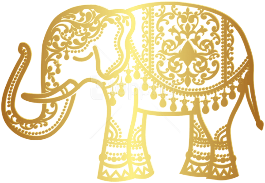 Free Png Download Decorative Gold Indian Elephant Png - Indian Elephants Transparent Background (850x587), Png Download