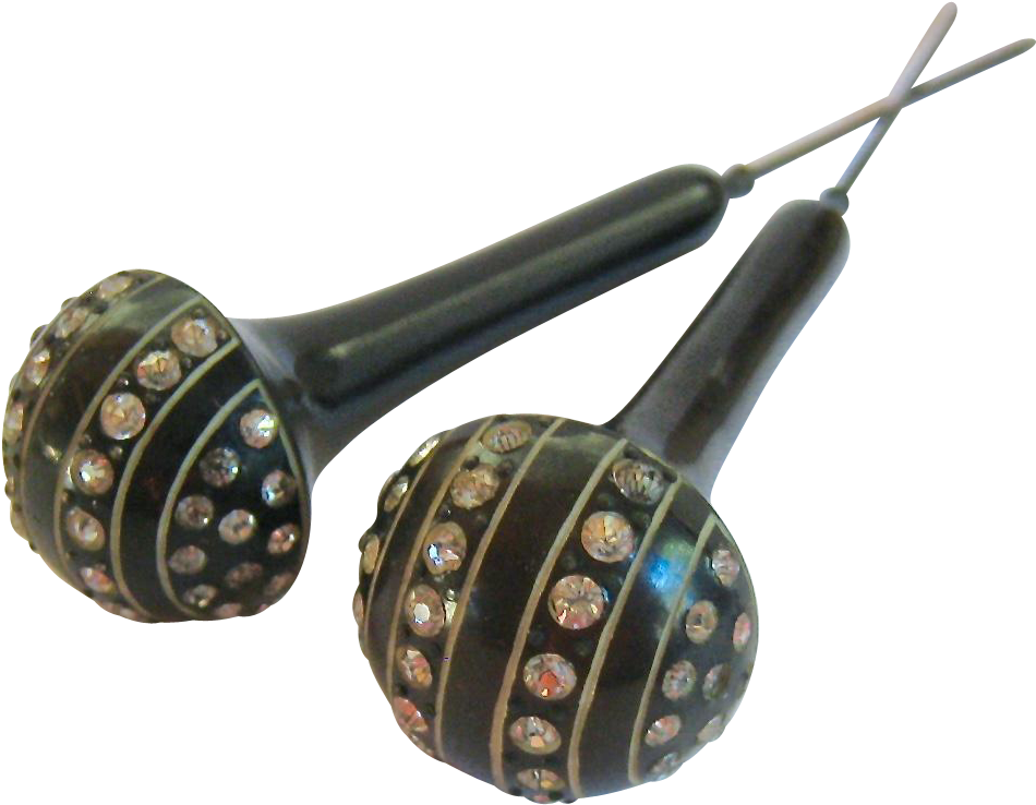 50% Sale Pair Art Deco Clear Rhinestone Hat Pins Early - Indian Musical Instruments (949x949), Png Download