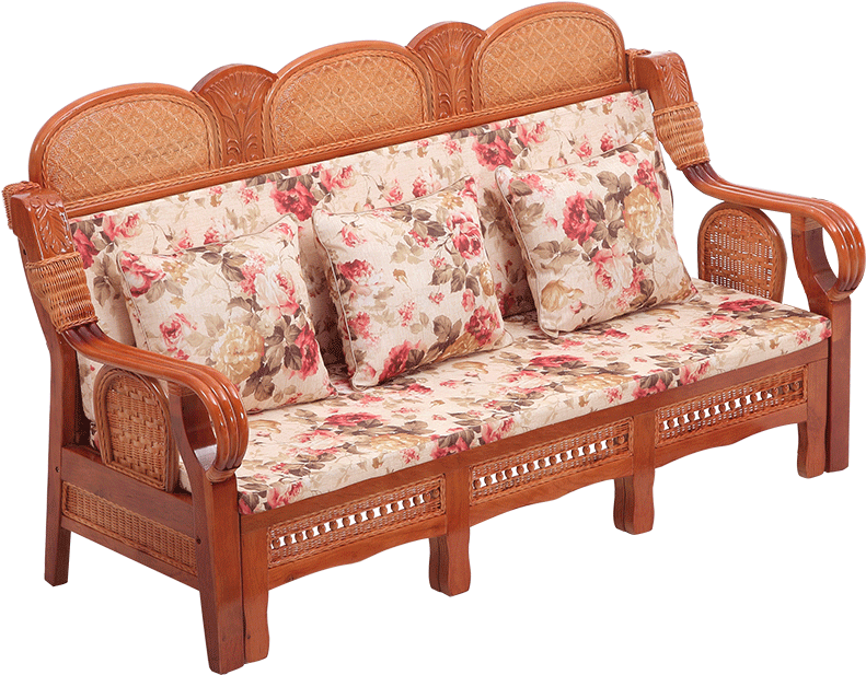 Unique Convertible Transformer Pull Out Cane Wood Sofa - Studio Couch (800x800), Png Download