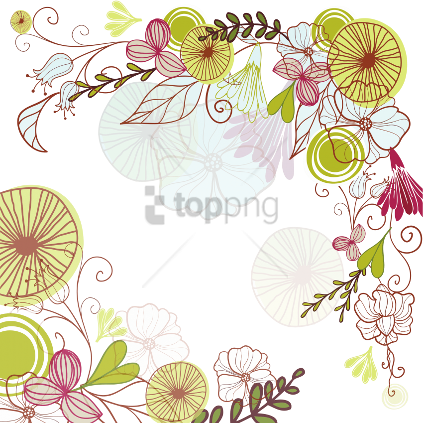 Free Png Colorful Floral Corner Borders Png Png Image - Corner Flowers Frame Png (850x849), Png Download