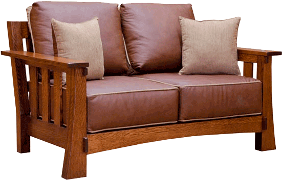 Elegant Wooden Loveseat Design - Mission Style Loveseat Recliner (570x570), Png Download