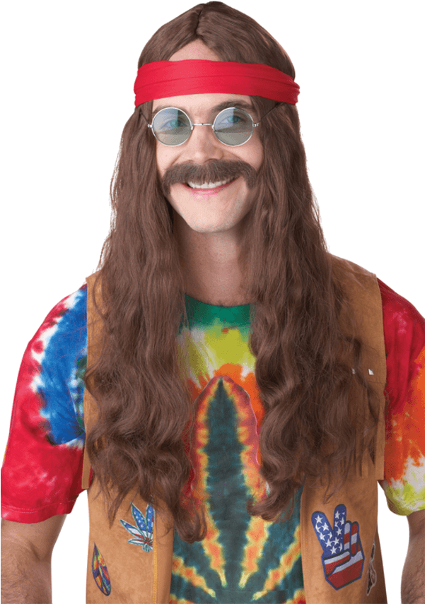 Hippie Man Wig - Hippie With Long Hair (600x951), Png Download