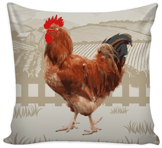 Chicken & Rooster Throw Pillows - Pillow (740x740), Png Download