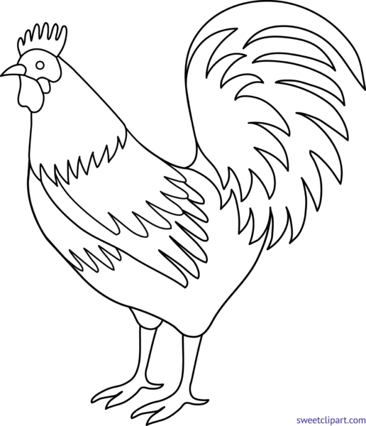 Clipart Transparent Stock All Clip Art Archives Page - Rooster Clip Art Black And White (516x600), Png Download