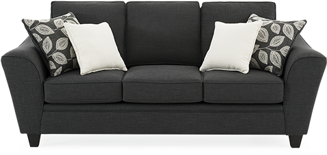 Image For Dark Grey Upholstered Sofa With Decorative - Studio Couch (519x804), Png Download