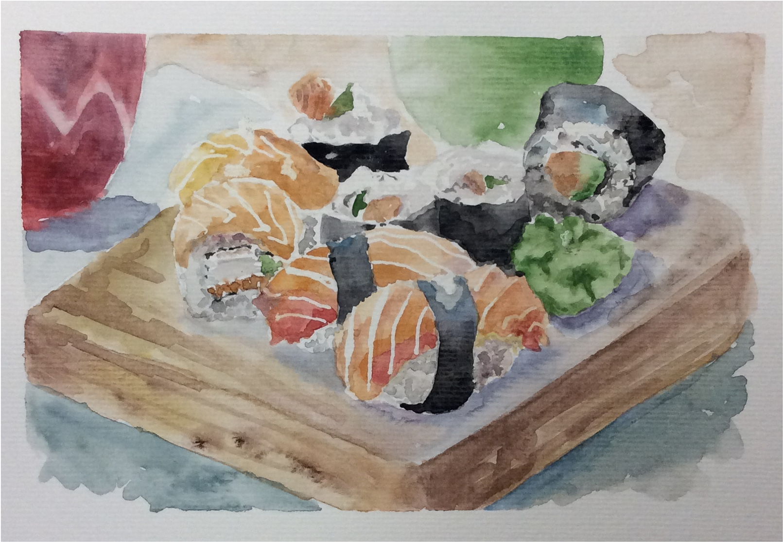 Acuarela - California Roll (1920x2571), Png Download