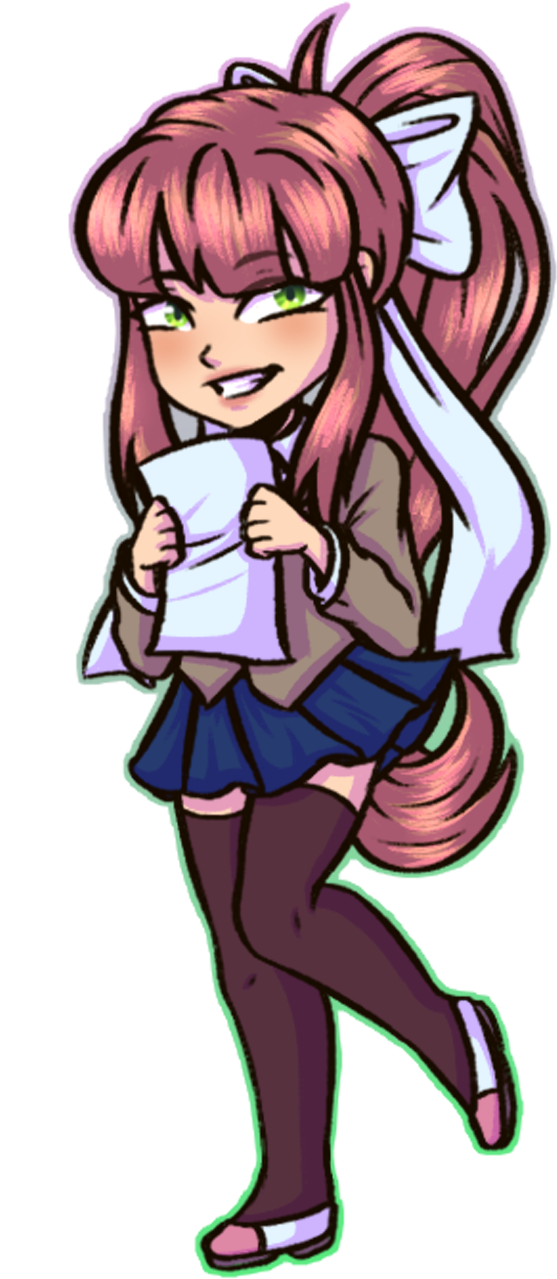 Ddlc Monika Chibi By Grimlins-choas - Cartoon (1400x1400), Png Download
