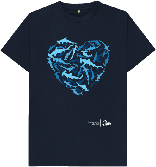 Navy Blue Hammerhead Shark T-shirt - Active Shirt (640x674), Png Download