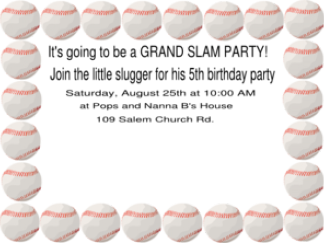 Baseball Bat Clipart Frame - Baseball Border (640x480), Png Download