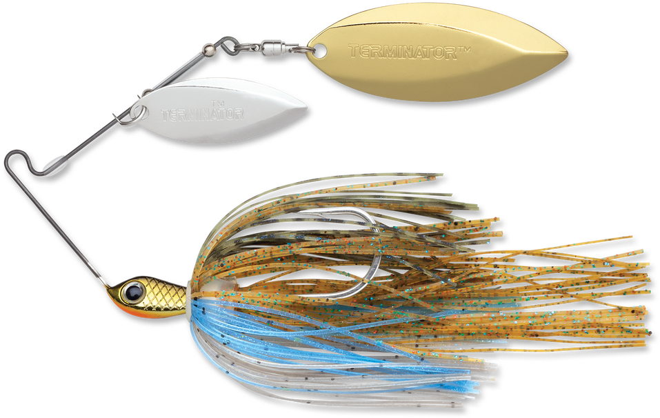 Terminator Stainless Pulse Skirt Spinnerbait Double - Terminator Spinnerbait (1000x715), Png Download
