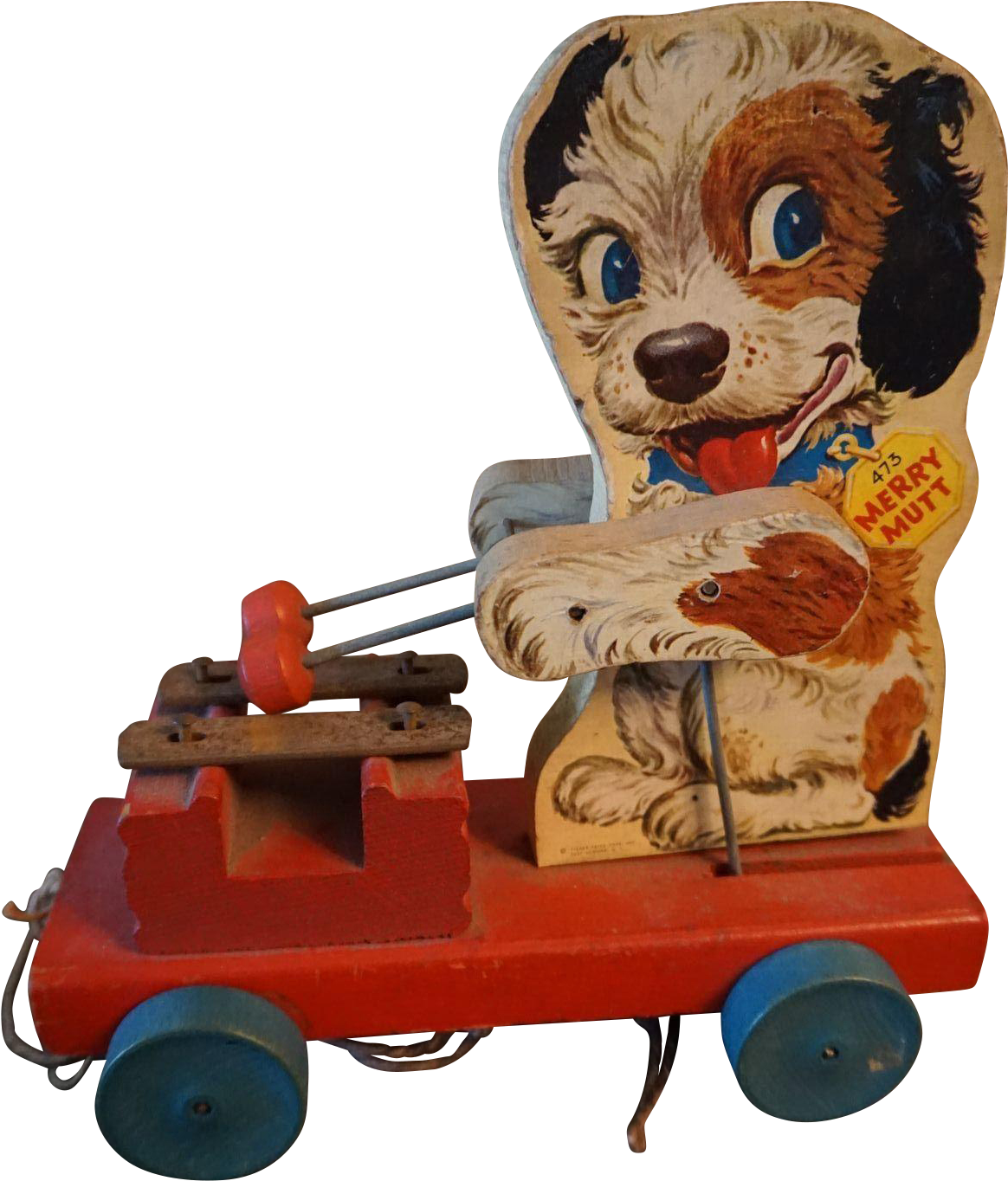 Fisher Price Merry Mutt Wooden Pull Toy - Toy Vehicle (1363x1363), Png Download