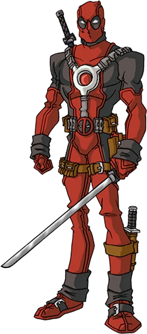 Deadpool (voiced By Will Friedle, Nolan North, And - Deadpool With His Swords (481x1080), Png Download