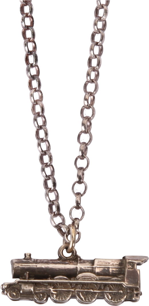 Silver Train Necklace V=1551453247 - Locket (1055x1200), Png Download
