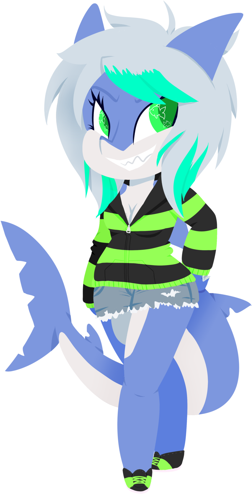 Cute Shark Girl [commission] By Bunbubsss - Cute Girl Shark (854x1673), Png Download