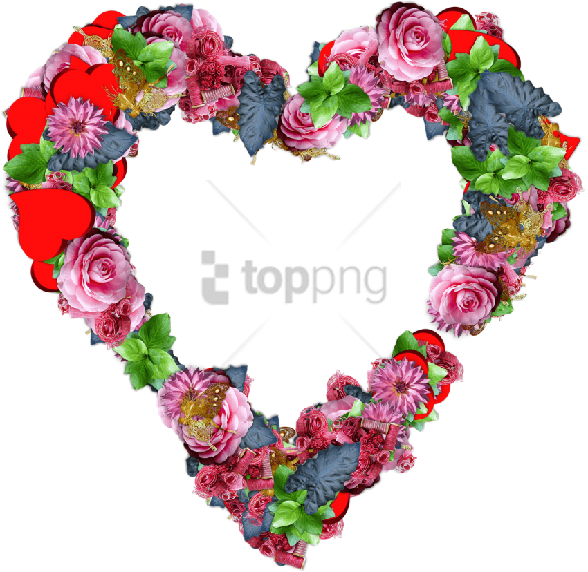Free Png Download Heart Made Of Colourful Flowers Png - Heart Flower Png (850x828), Png Download