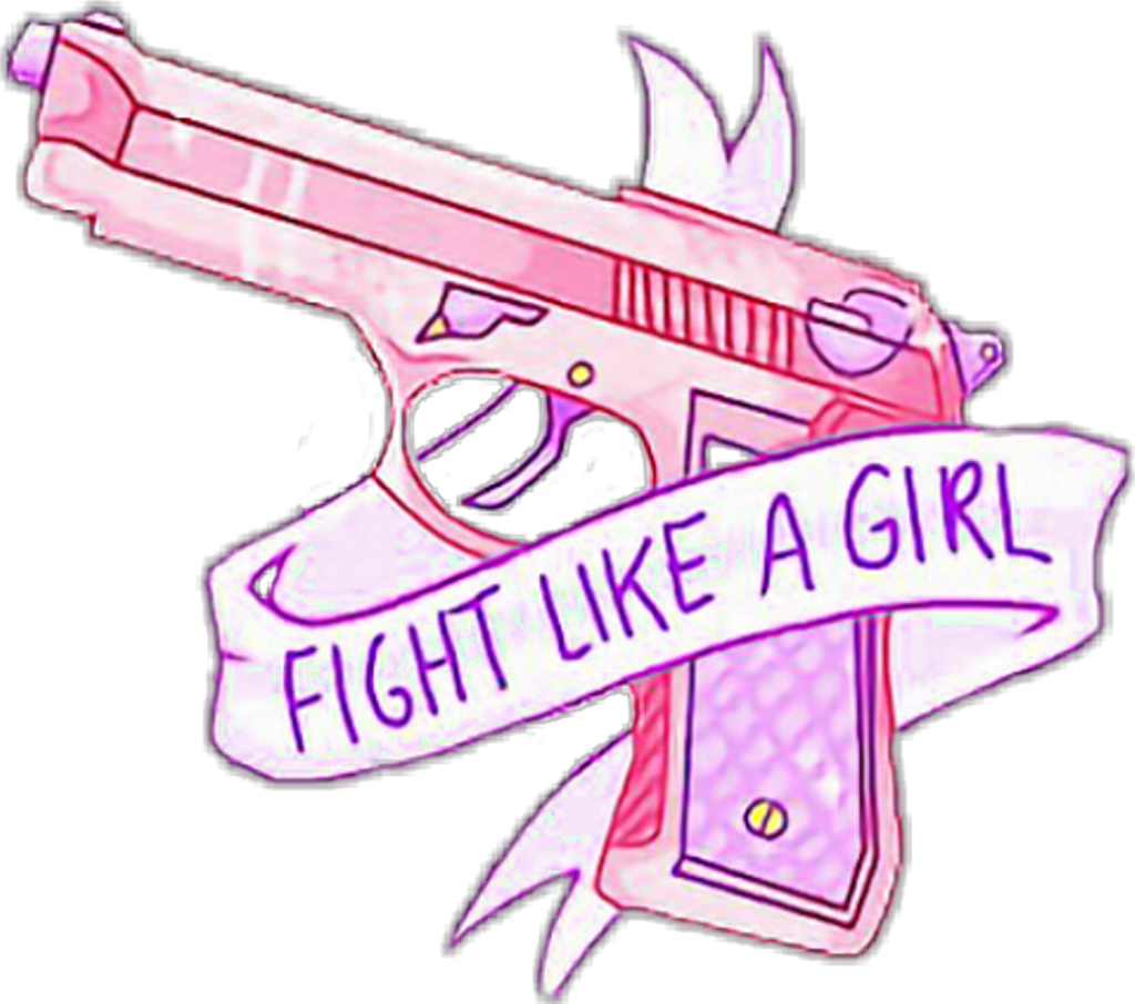 #fightlikeagirl #gun #pistol #banner Cute #tumblr #aesthetic - Fight Like A Girl Png (1024x906), Png Download