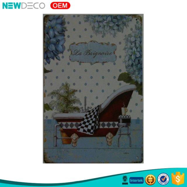 Bathroom Subject Vintage Metal Crafts Decoration Printed - Bathroom (640x640), Png Download