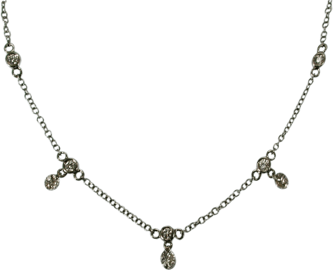 14k White Gold Diamond Necklace - Necklace (1384x1384), Png Download