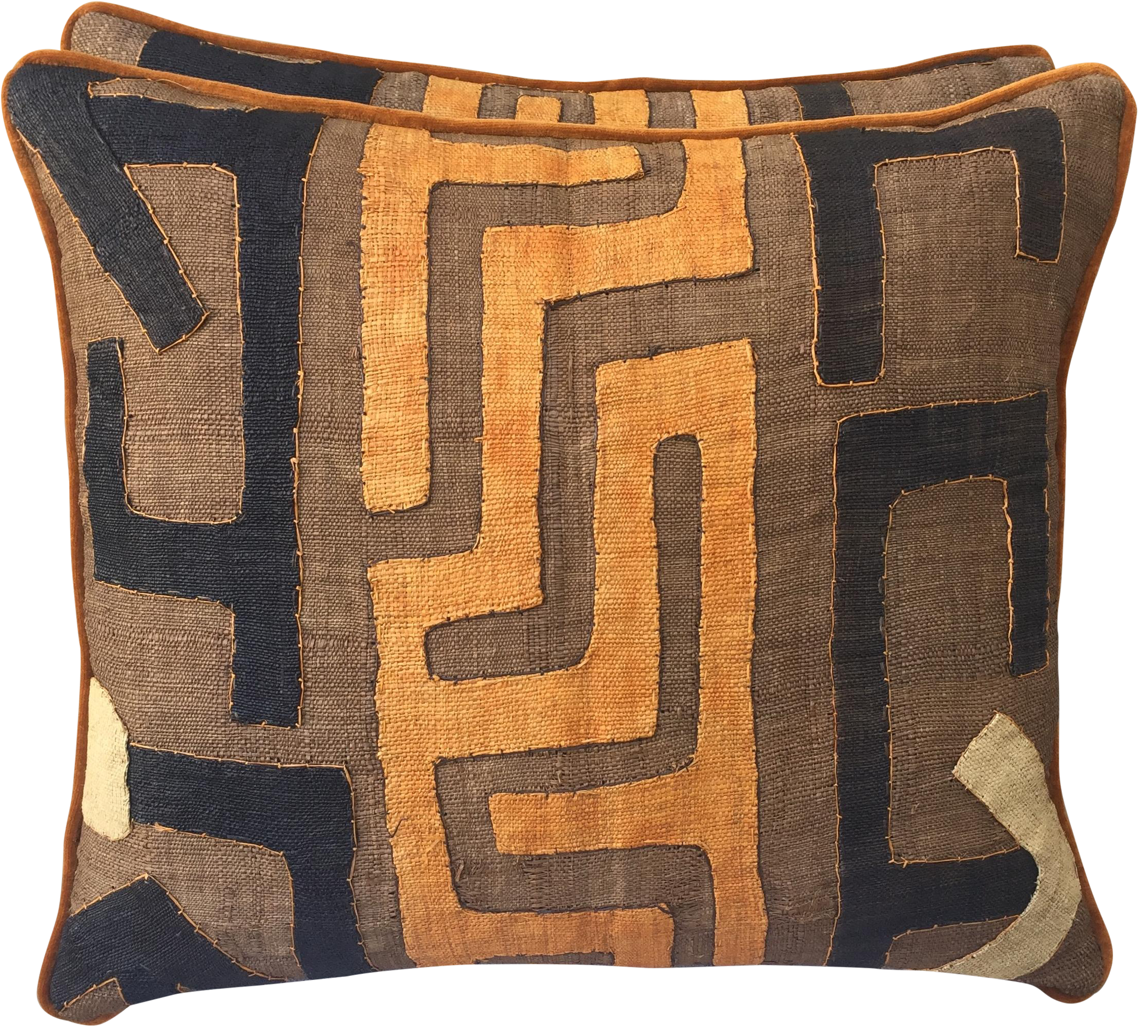 African Kuba A Pair Chairish - Cushion (2338x2339), Png Download