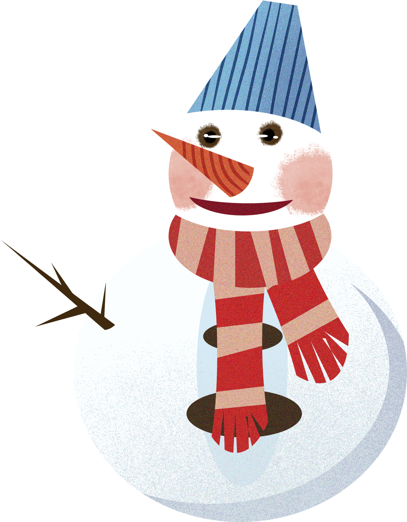 Snowman Winter Branch Scarf Png And Psd - Cartoon (2000x2000), Png Download