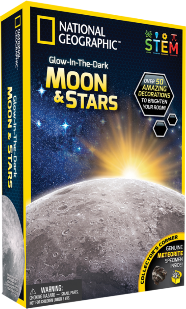 National Geographic Glow In The Dark Moon & Stars - National Geographic (596x1000), Png Download