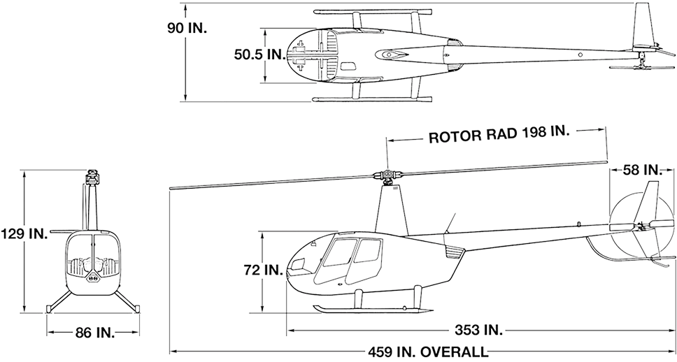 Helicopter Robinson R44 Raven Ii For Sale - R44 Dimensions (996x664), Png Download