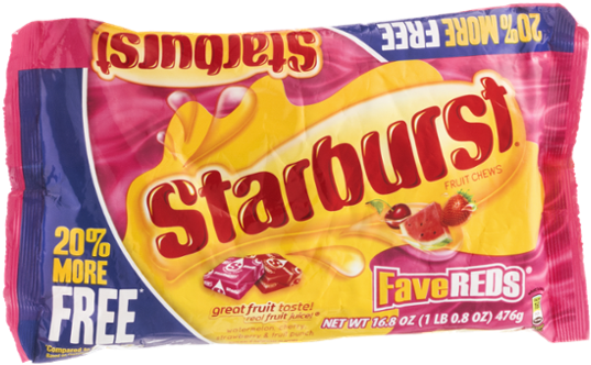 Starburst Fruit Chews Favereds - Starburst Candy (600x600), Png Download