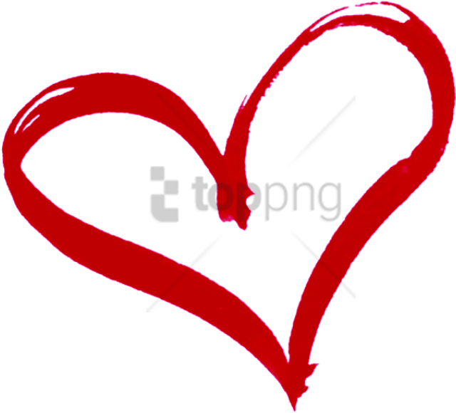 Free Png Download Heart Outline Drawing Red Png Images - Heart Drawing Transparent Background (850x638), Png Download