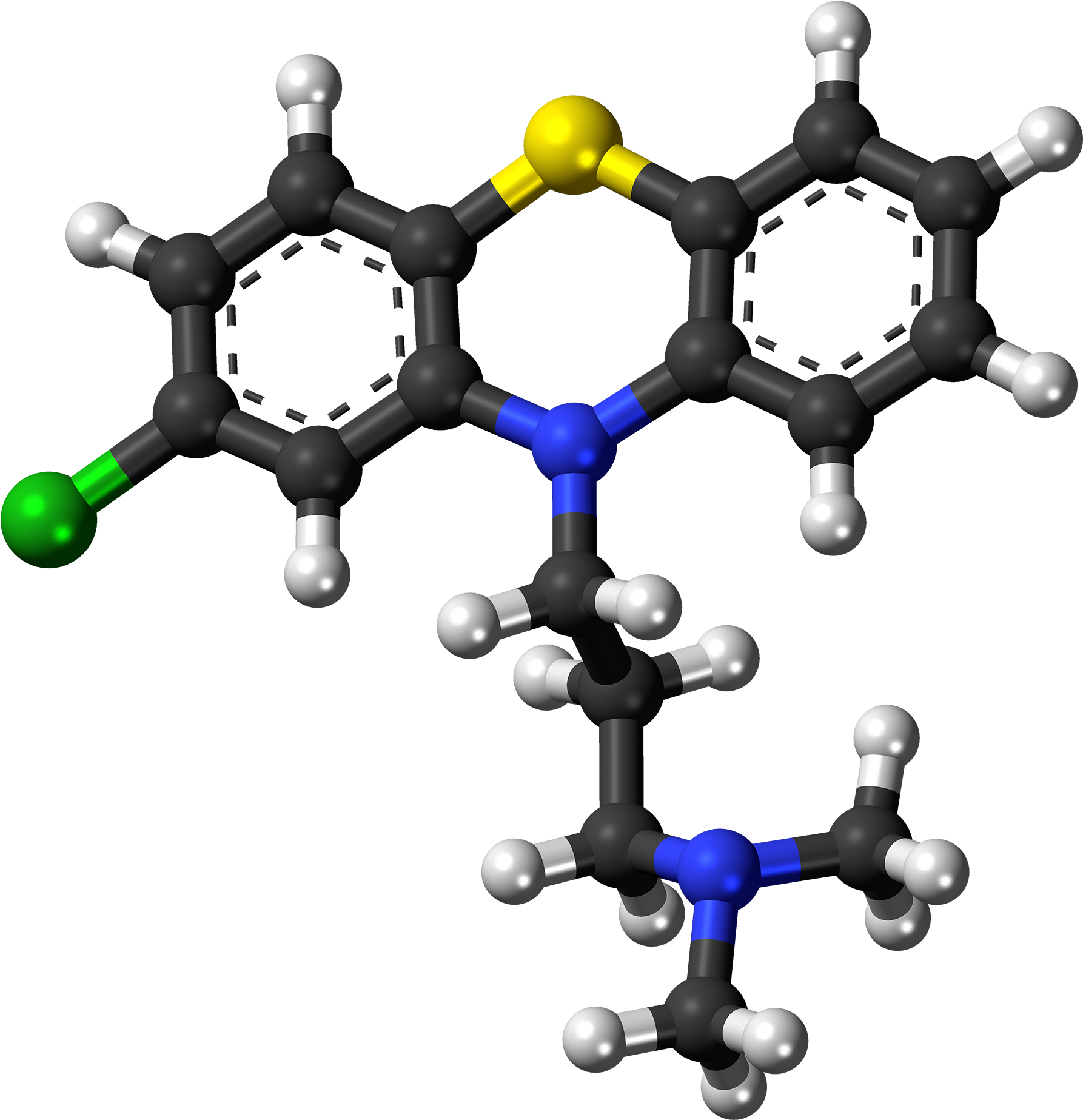 Chlorpromazine Molecule Ball - Benzo A Antracene (1939x2000), Png Download