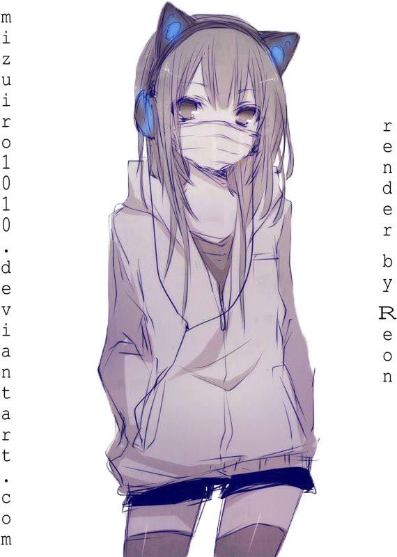 Anime Girl Headphones Cat (600x800), Png Download