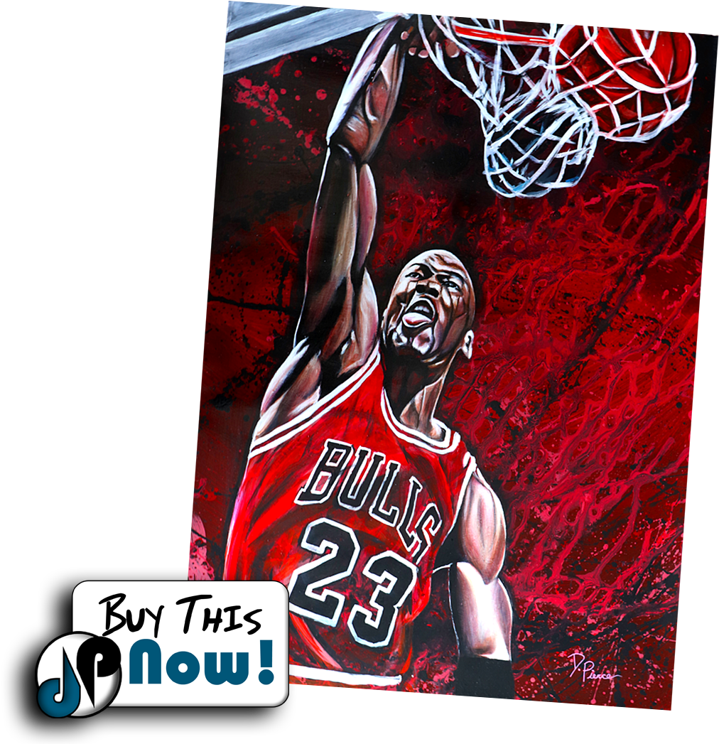 Michael Jordan Painting - Slam Dunk (1077x1074), Png Download