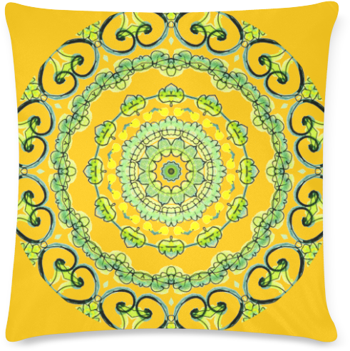 Green Lace Flowers, Leaves Mandala Design Gold Custom - Cushion (800x800), Png Download