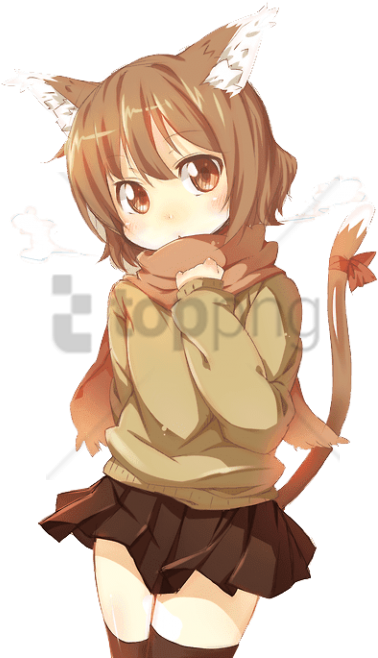 Free Png Cat Girl Brown Outfit Png Image With Transparent - Anime Cat Girl Transparent (480x663), Png Download