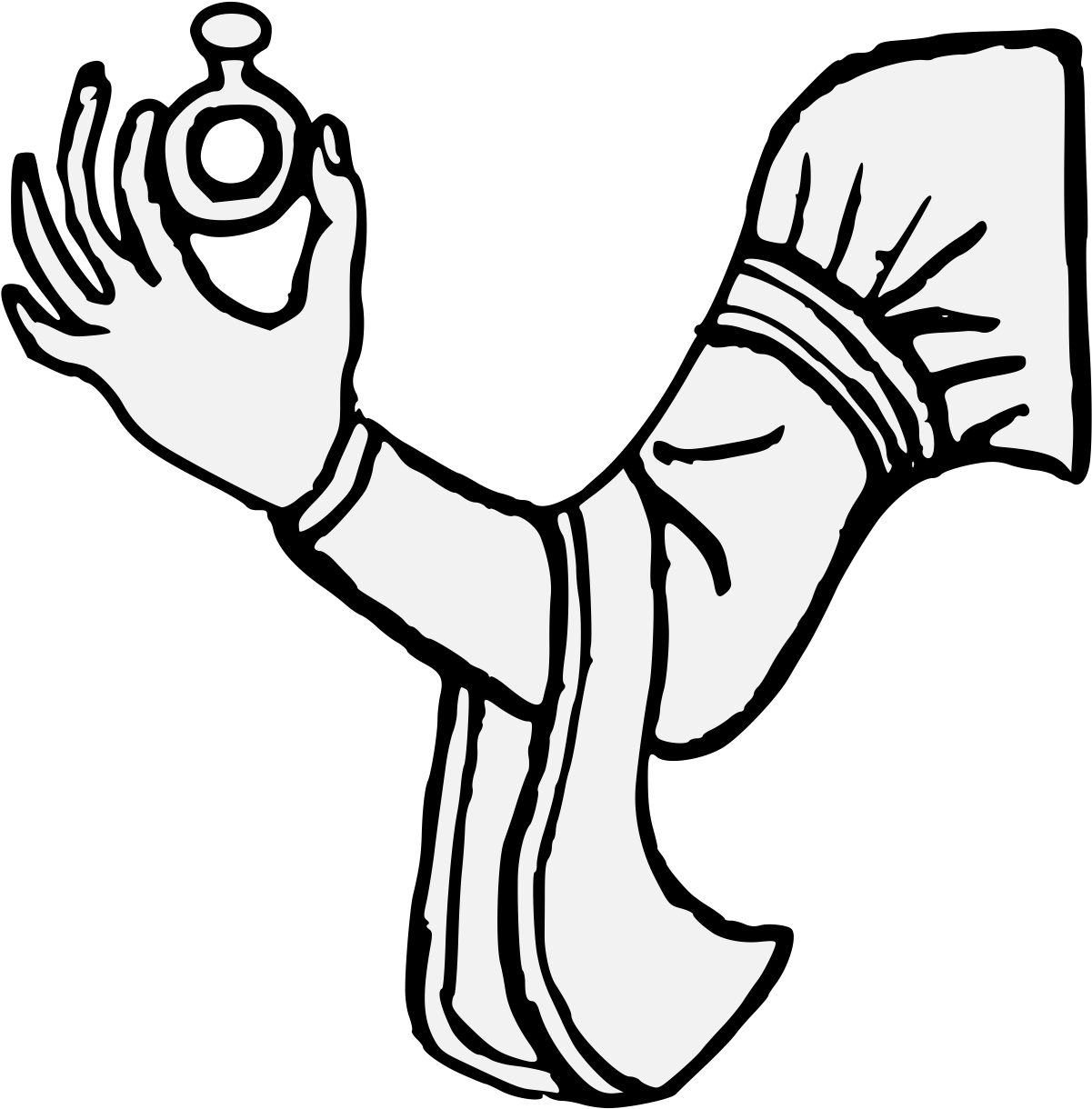 Arm Vested Fesswise Maintaining A Gemmed Ring - Line Art (1218x1237), Png Download