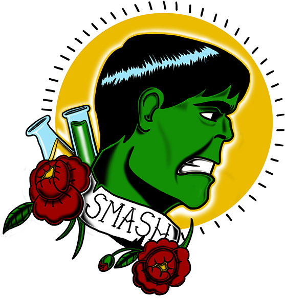 Hulk Tattoo Flash - Illustration (600x764), Png Download