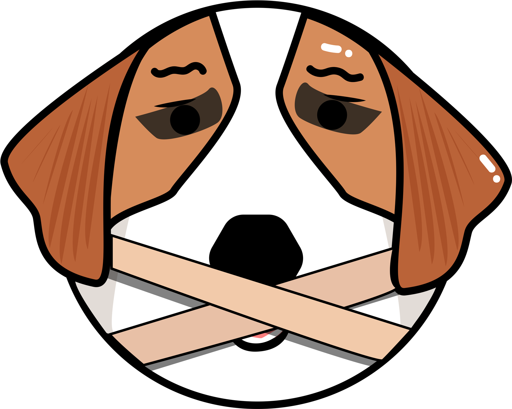 Original Vector Cartoon Dog Head Png And Image - English Foxhound (2000x2000), Png Download
