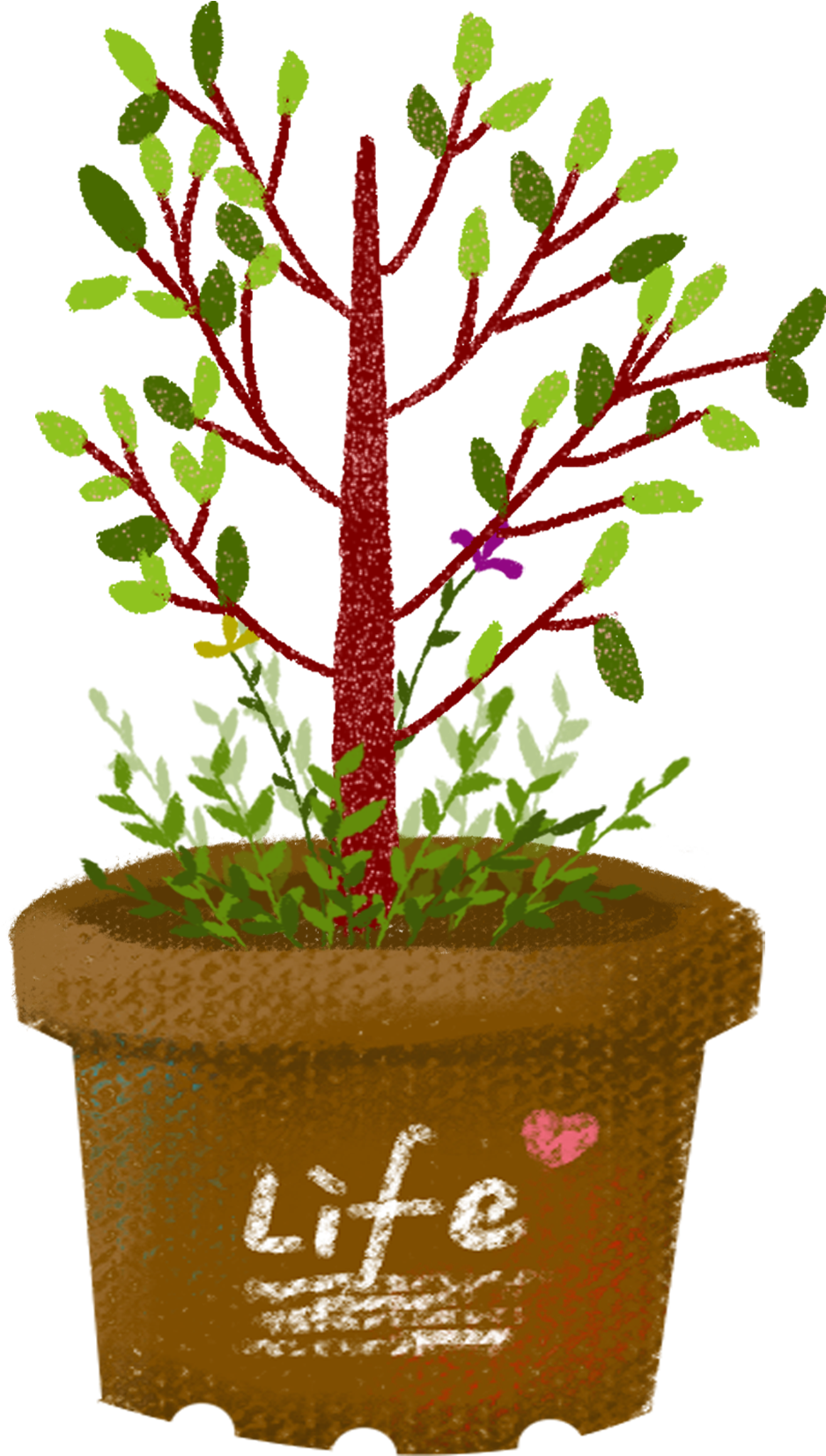 Hand Drawn Wind Cartoon Plant Flowers Trees Png And - Flowerpot (2000x2000), Png Download