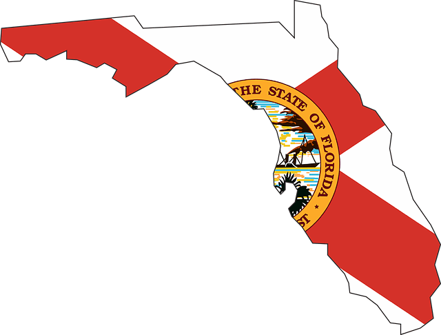 Florida Map Flag - Florida State Flag Map (640x486), Png Download