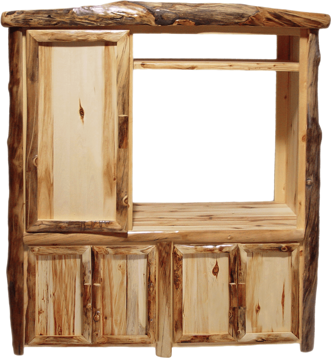Aspen Log Lower Door Entertainment Center - Cupboard (1591x1521), Png Download
