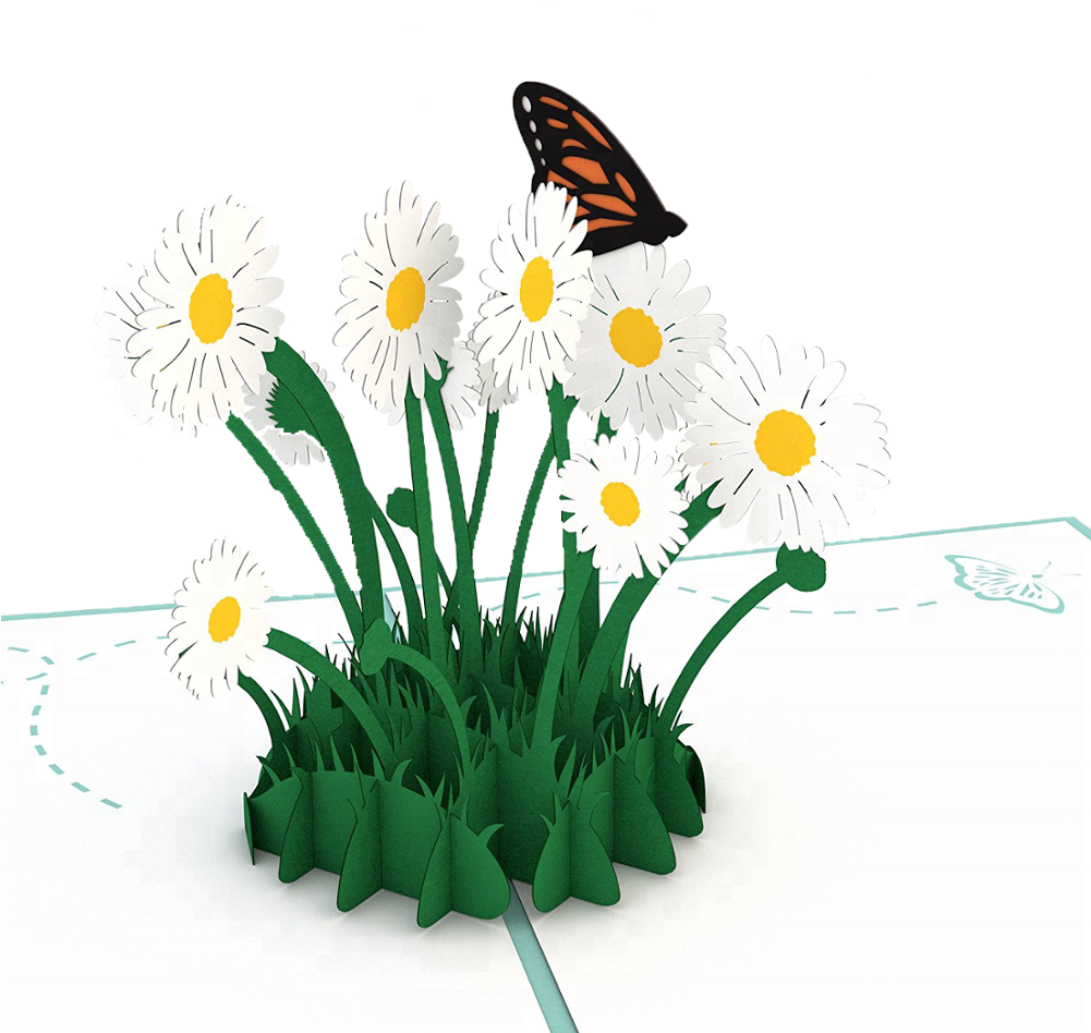 Butterfly Loving Daisy Wedding 3dcard Wedding Invitation - Greeting Card (1000x1000), Png Download