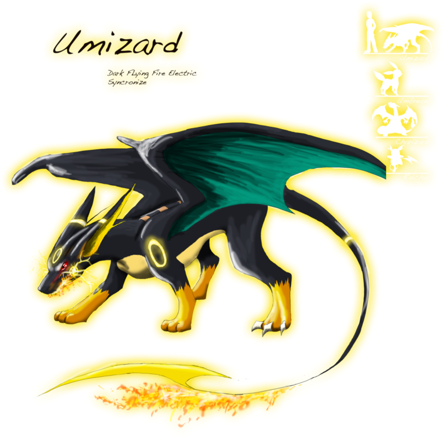 Umizard Dark Flying Fire Electric Syncronize - Illustration (894x894), Png Download