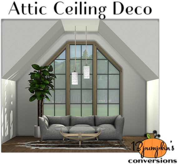 Vector Download My Blog Attic Ceiling Decor By Pumpkin - Sims 4 Attic Roof (600x548), Png Download
