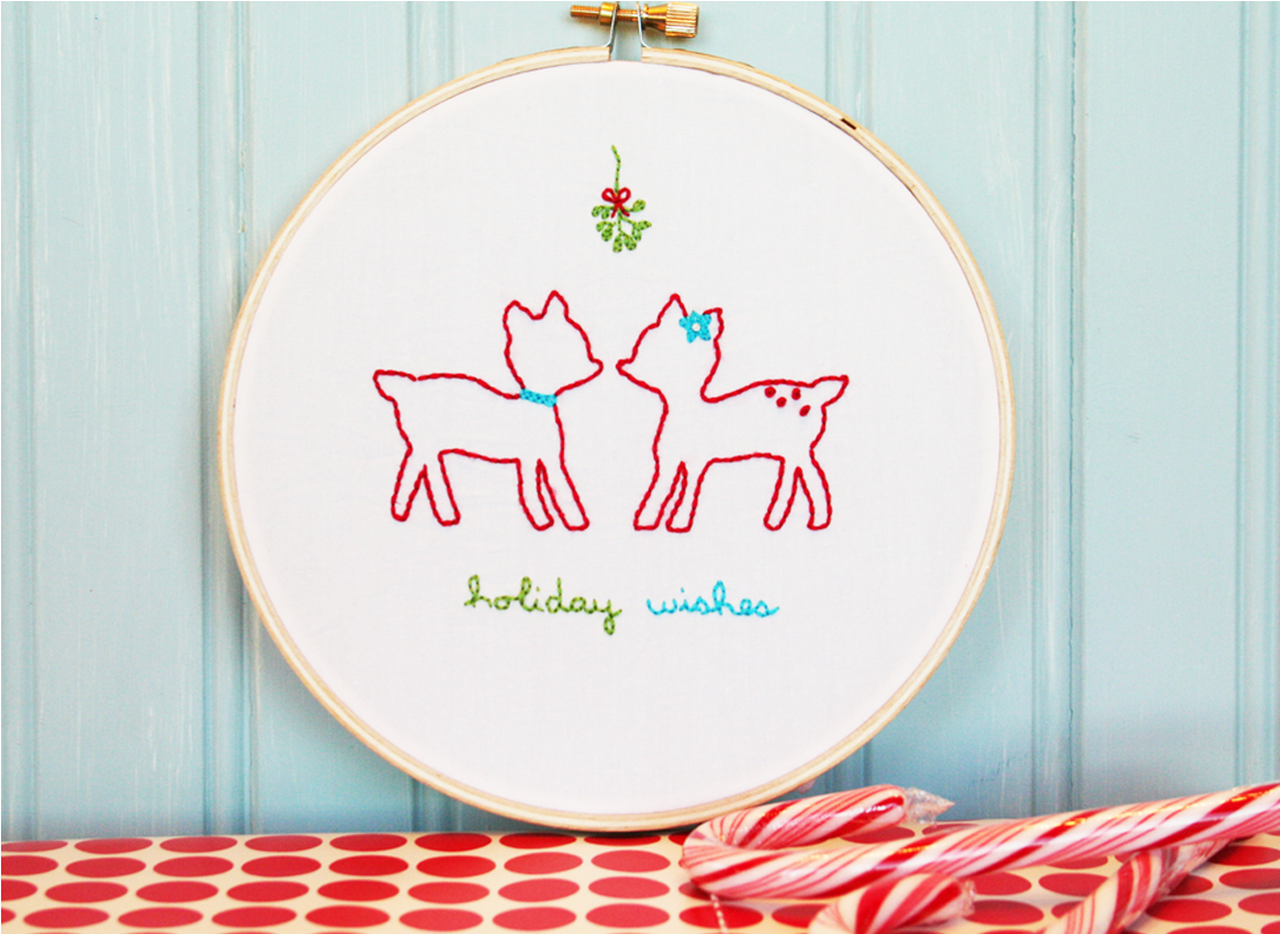 Christmas Deer Embroidery Pattern - Circle (1200x1200), Png Download