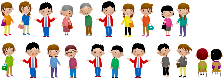 People, Man, Women, Grandma, Grandpa - Cartoon People Png (918x340), Png Download