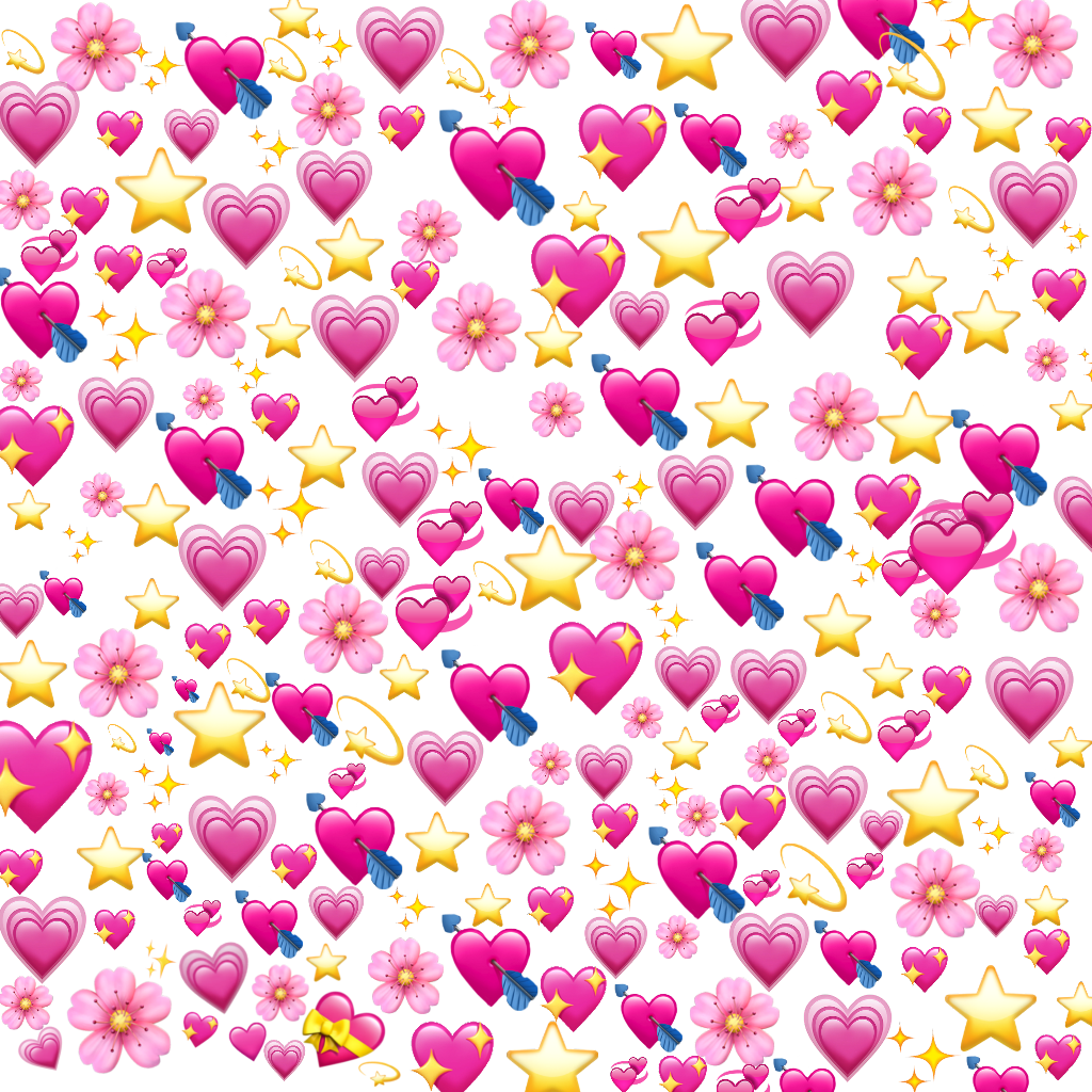 Heart Star Emoji Pink Heartpink Shine Flower Paste - Pink Emoji Combo (1024x1024), Png Download