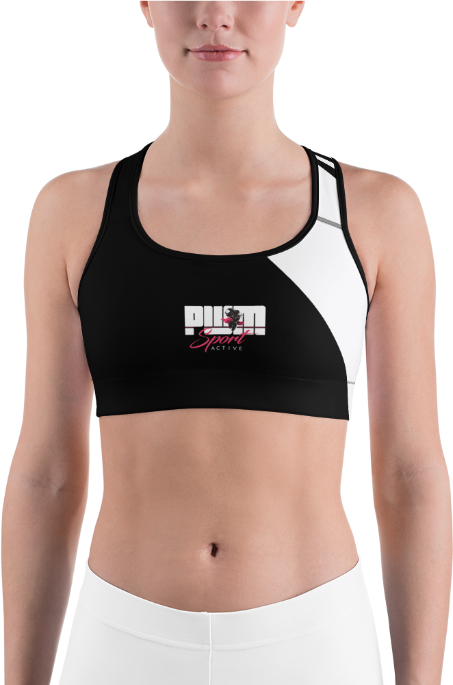 Pwm Olympic Sports Bra Black And White - Sports Bra (1000x1000), Png Download