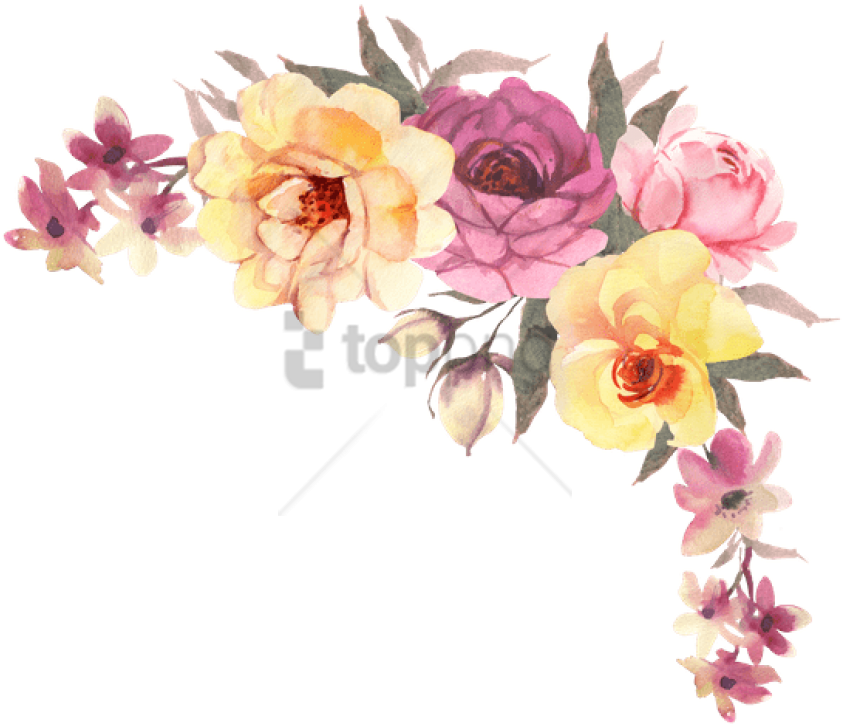 Free Png Transparent Watercolor Flowers Png Image With - Bohemian Watercolor Flower Png (850x735), Png Download