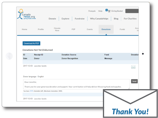 Sending Donors A Quick, Personal Thank You Message - Canada Helps (600x470), Png Download