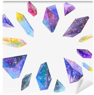 Watercolor Crystals With Star Sky Wall Mural • Pixers® - Art Print: Librebird's Watercolor Crystals With Star (400x400), Png Download
